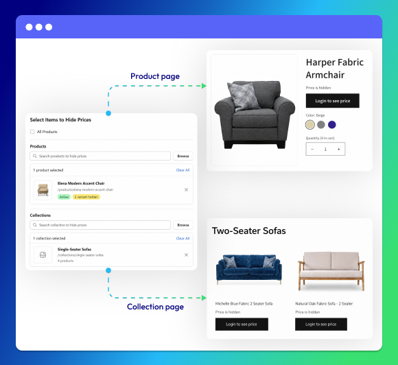 Hide prices on product or collection
