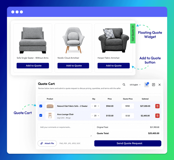 Request quotes anywhere on your Shopify store