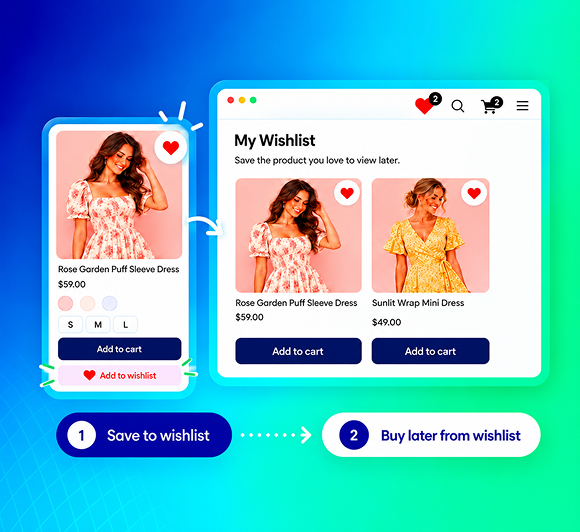 MP Wishlist & Favorites: shoppers save products to a wishlist and buy later from one page