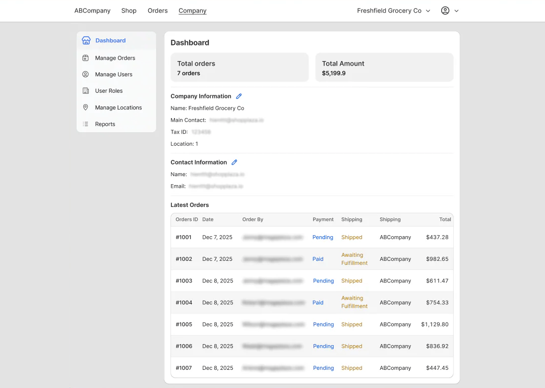 Navigate to the company dashboard