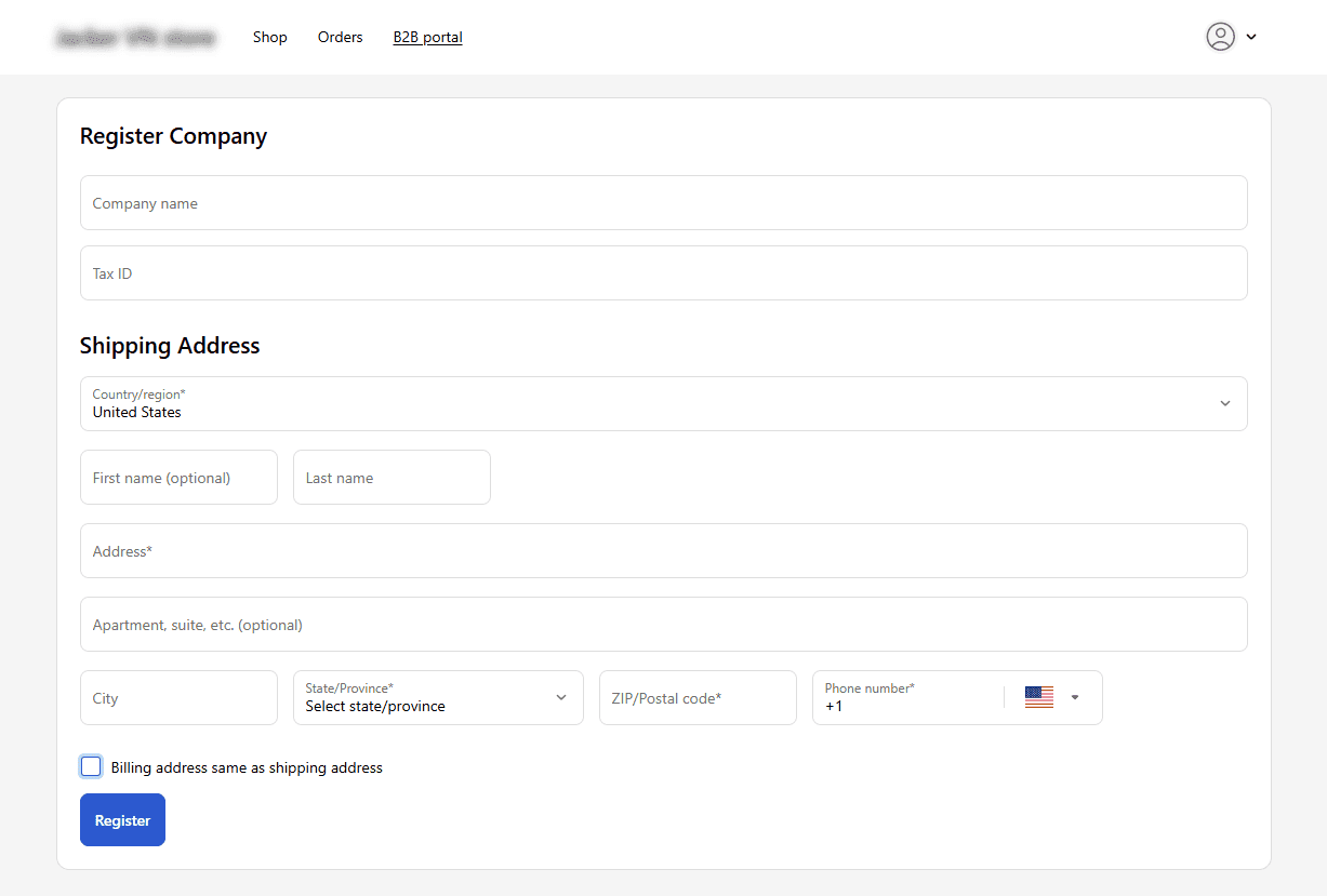Complete the company profile information