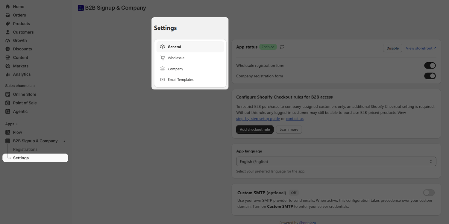 Configure app settings