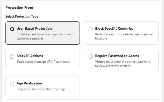 Choose a protection type