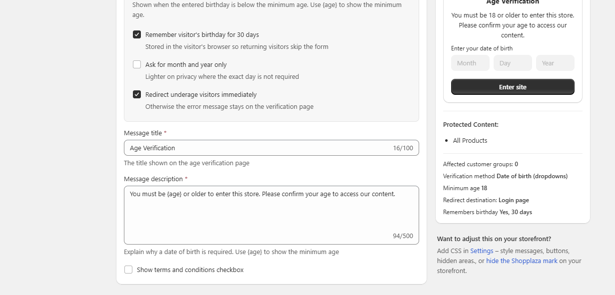 Setting the birthday option