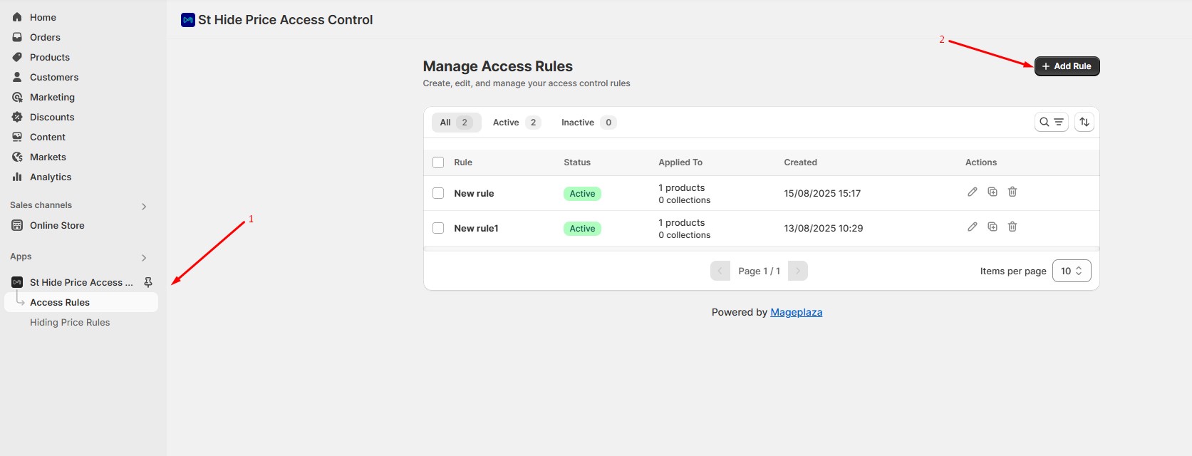 Navigate to Access Rules