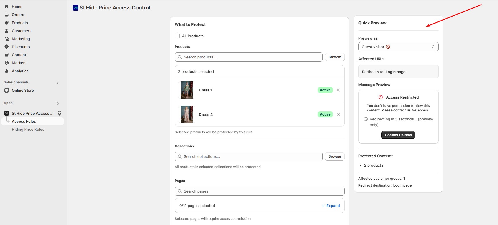 Redirect & message settings 2
