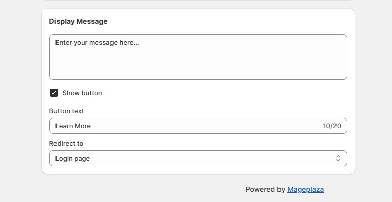 Display message