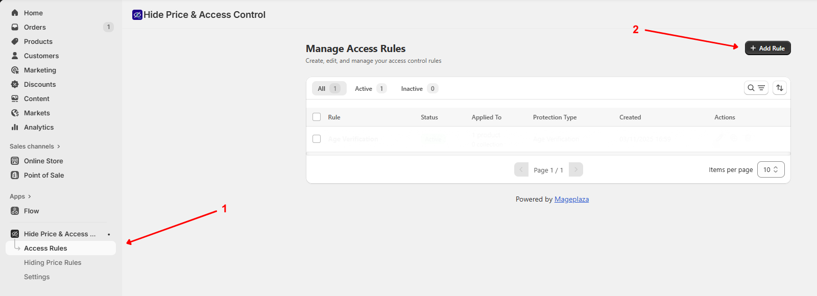 Navigate to Access Rules