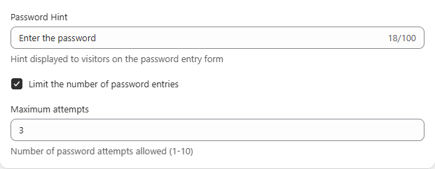 Password access hints and limits.