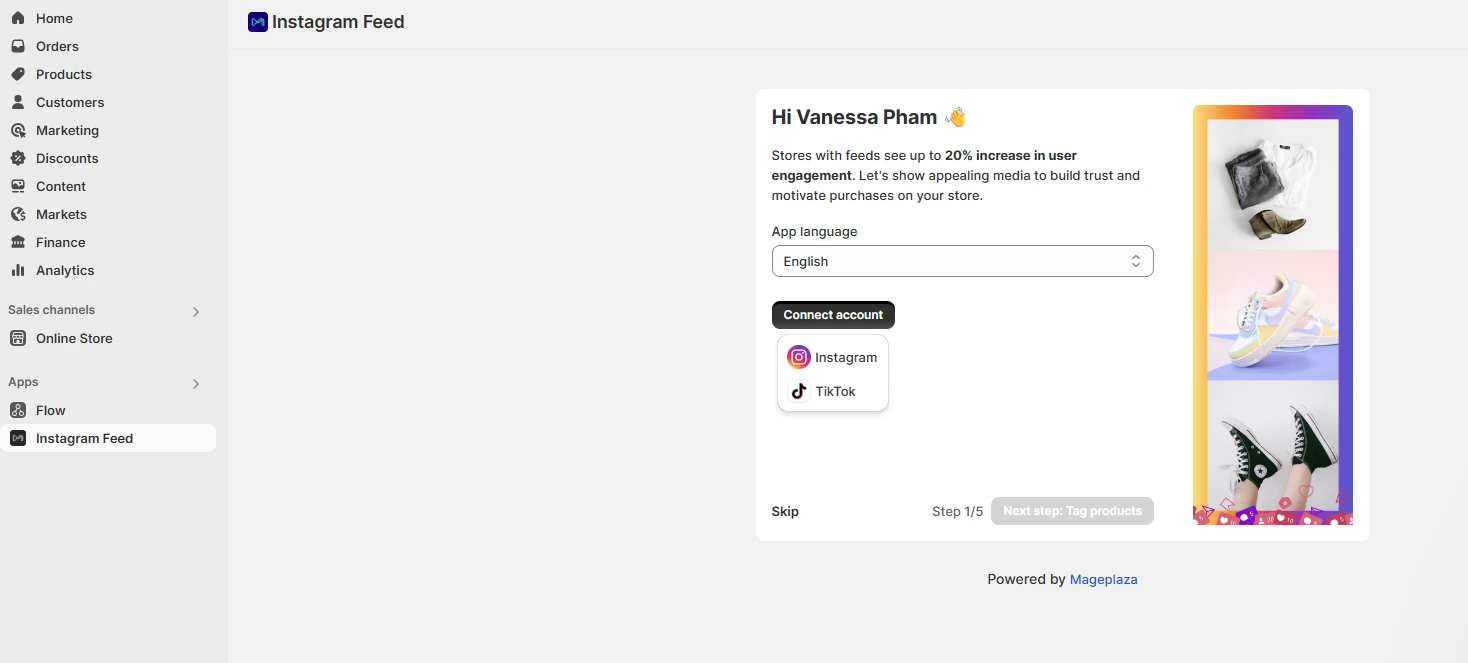 add instagram feed shopify store