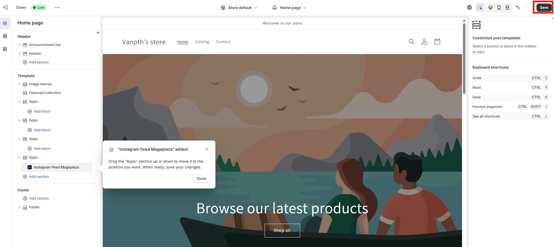add instagram feed shopify store