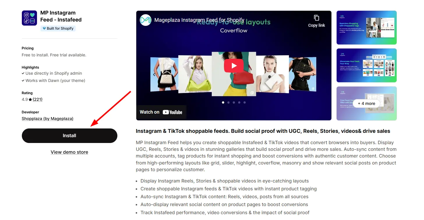 instagram feed shopify