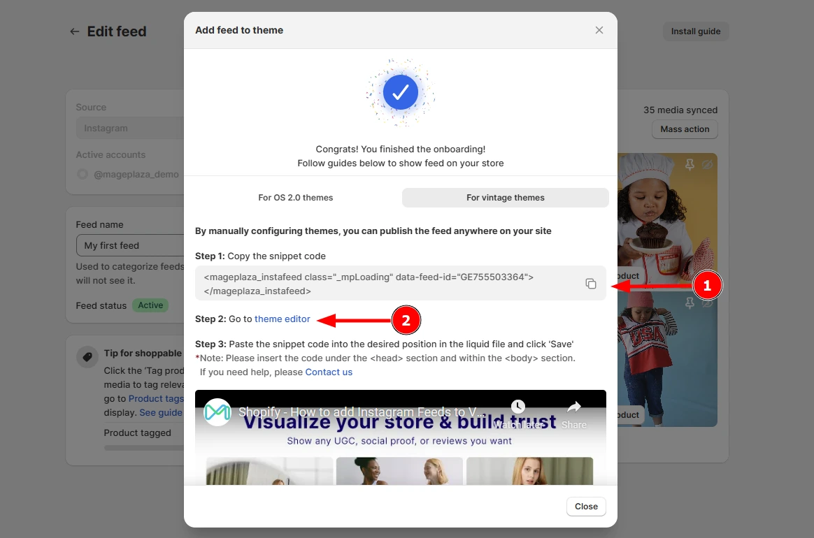 add instagram feed shopify store