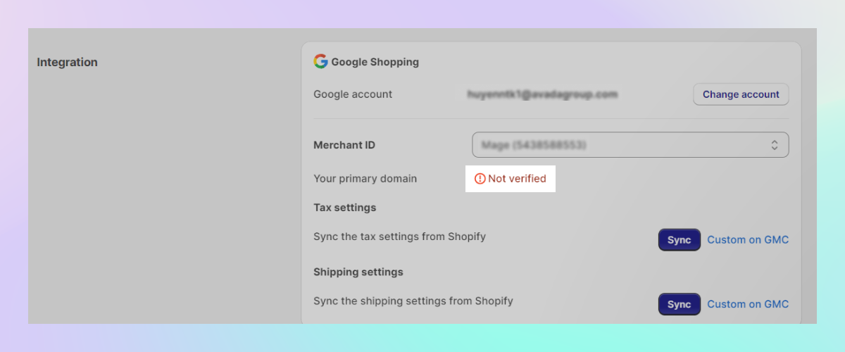 Unverified domain notification