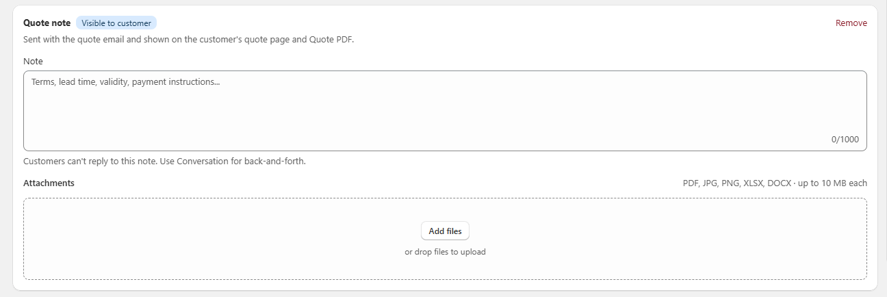 Add quote note from admin side
