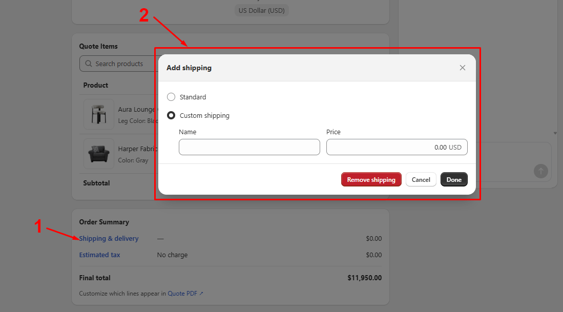 Choose shipping method for orders