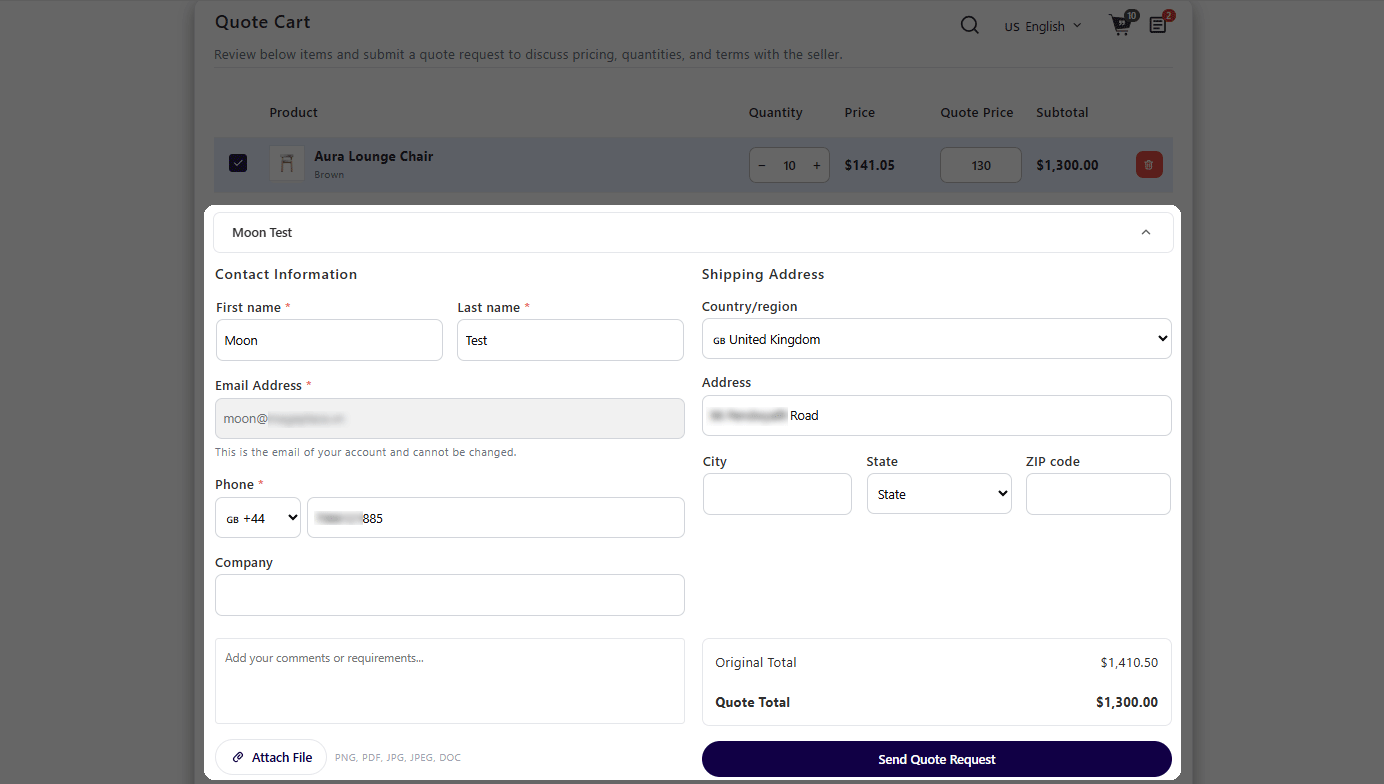 Customer information for signed-in buyers