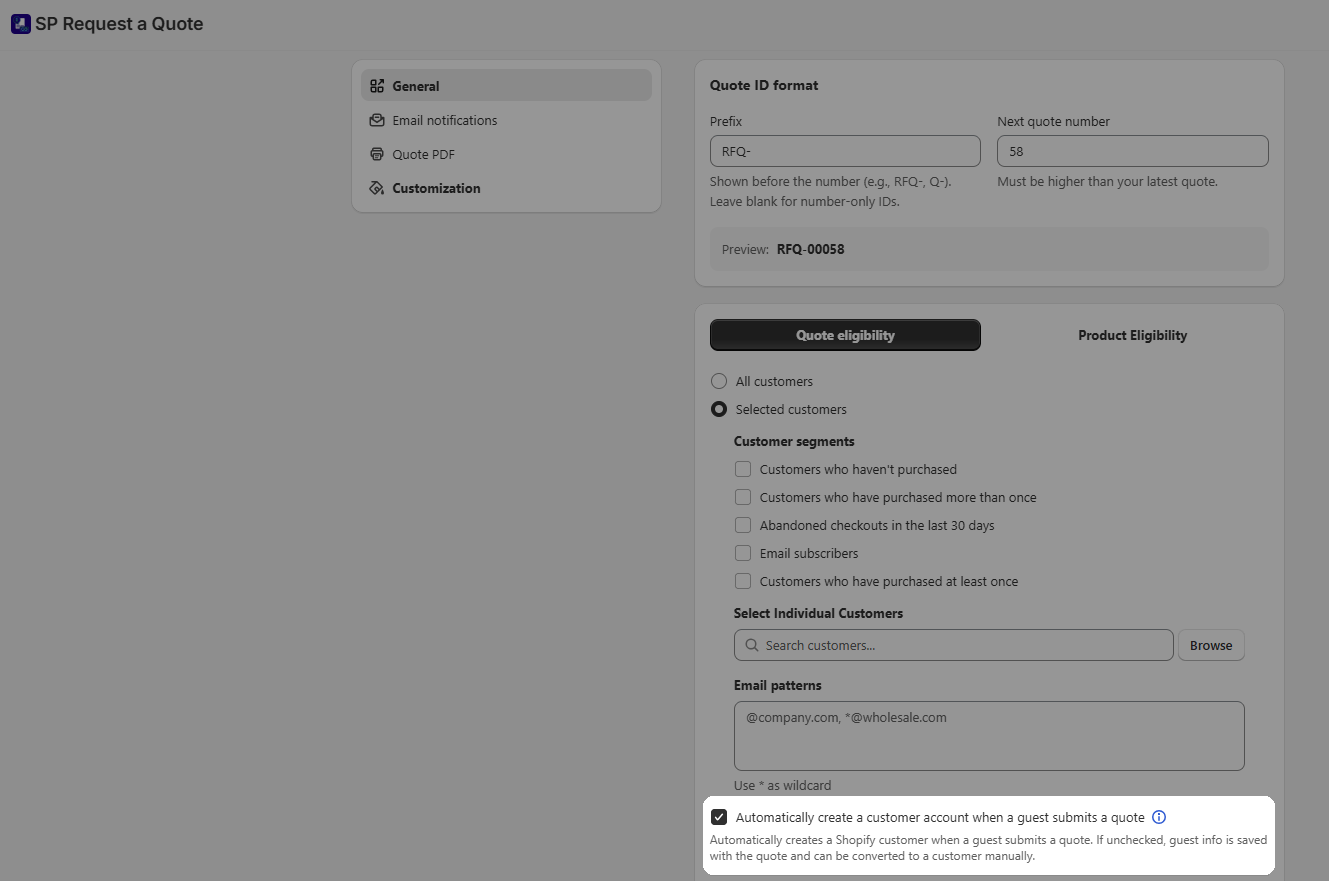 Guest quote submissions in RFQ app