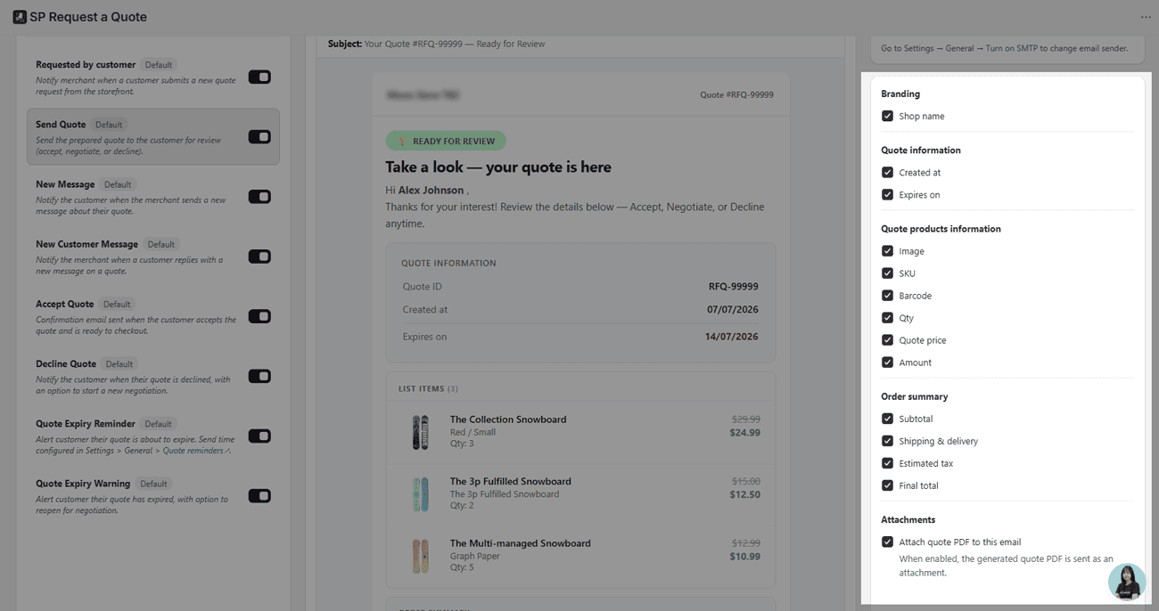 Add variables to email