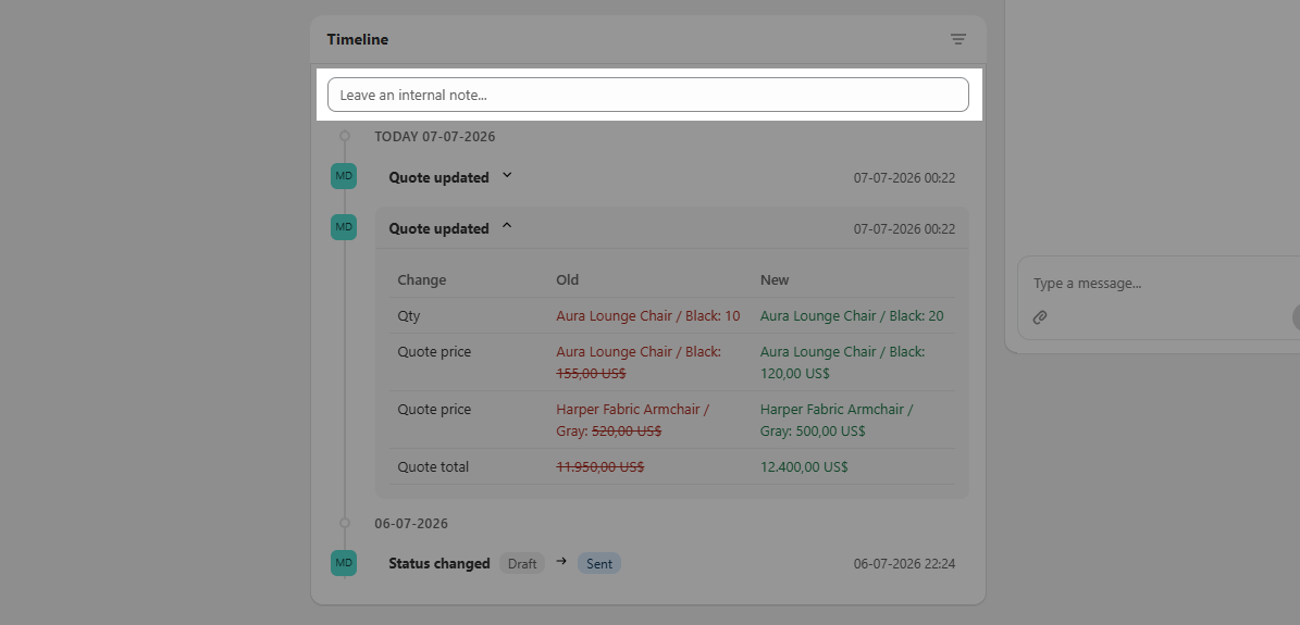 Add internal notes