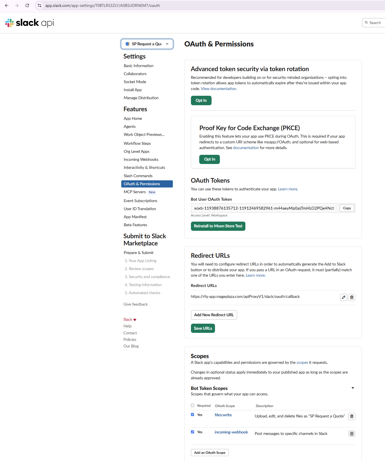 Set up OAuth & Permissions