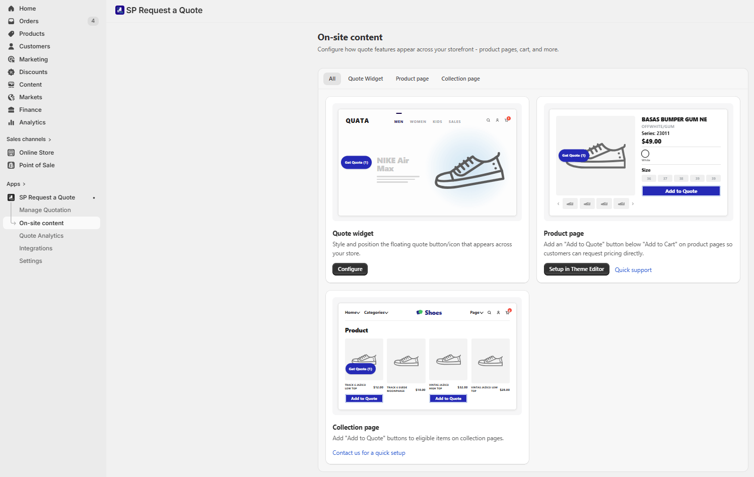 On-site content setting