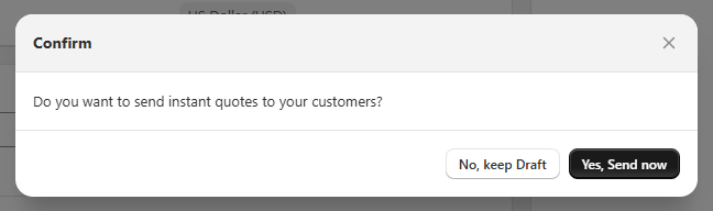 Send quote or save as draft