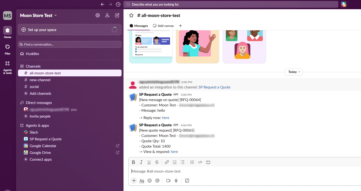 Receive quote notifications in Slack