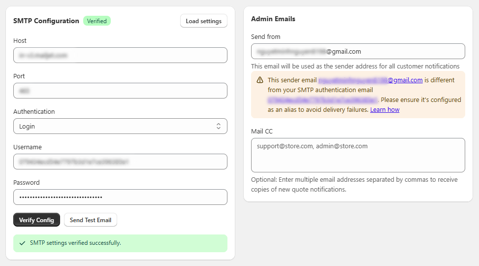 Configure SMTP to ensure reliable email delivery.