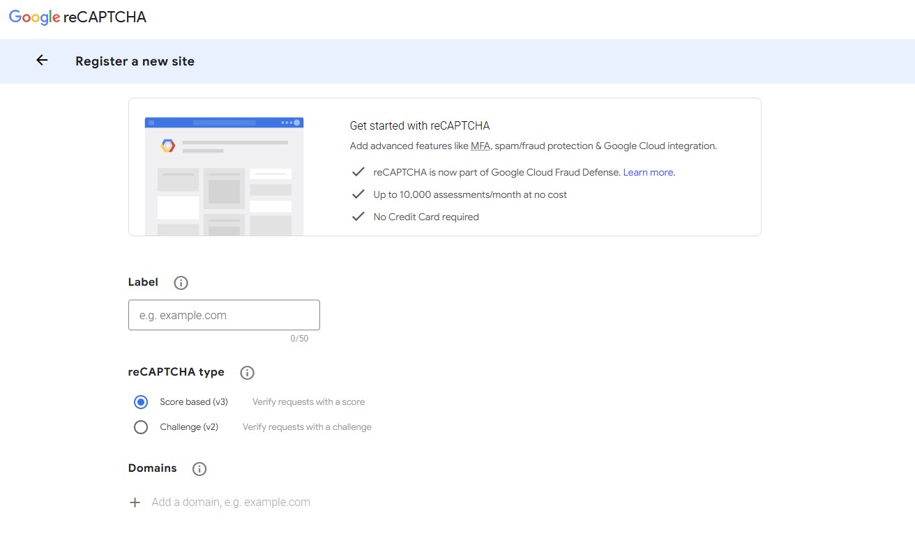 Google reCAPTCHA registration form