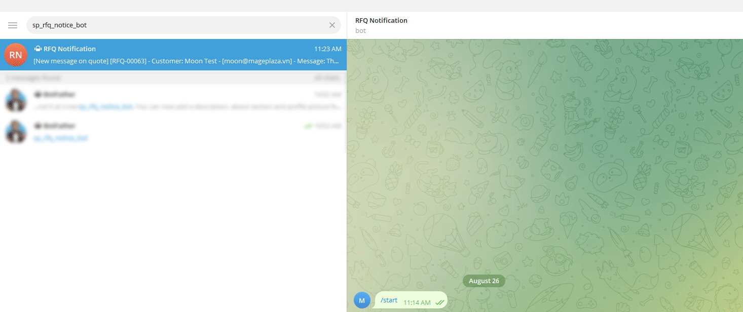 Allow bot to sent notifications to Telegram chat