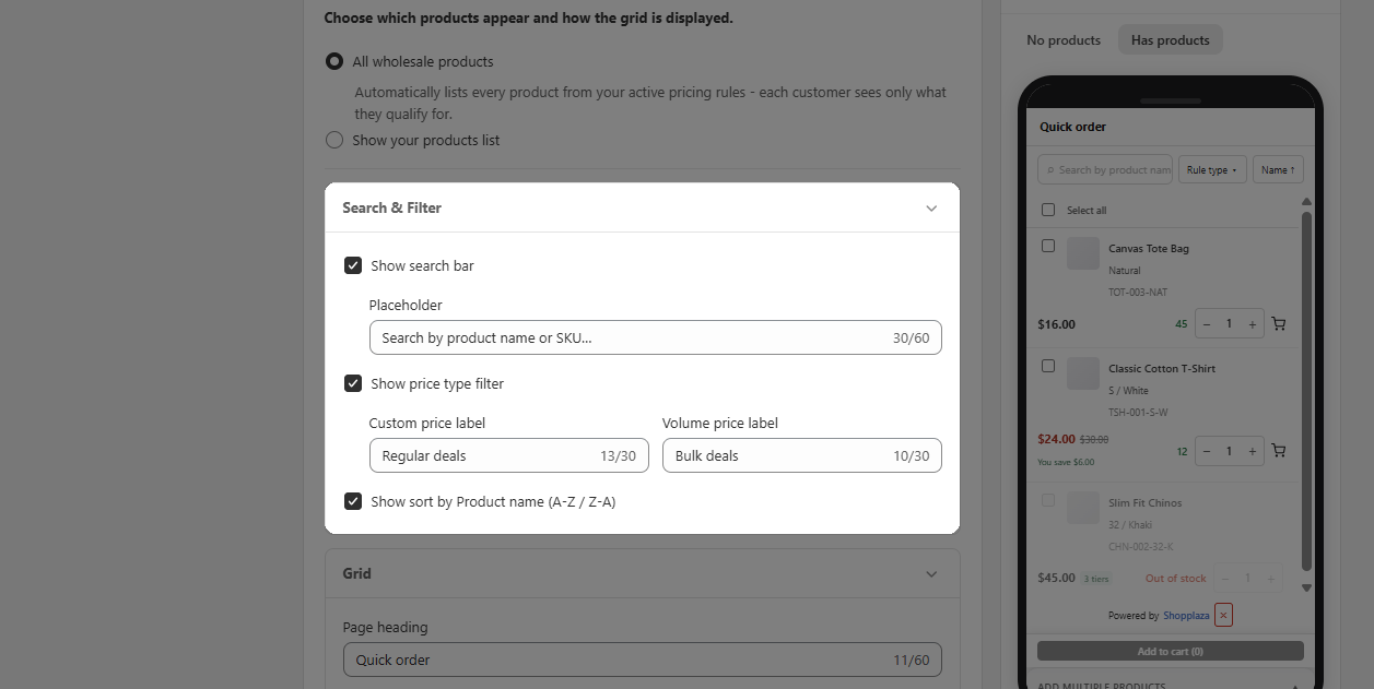 Allow buyers to search and filter products