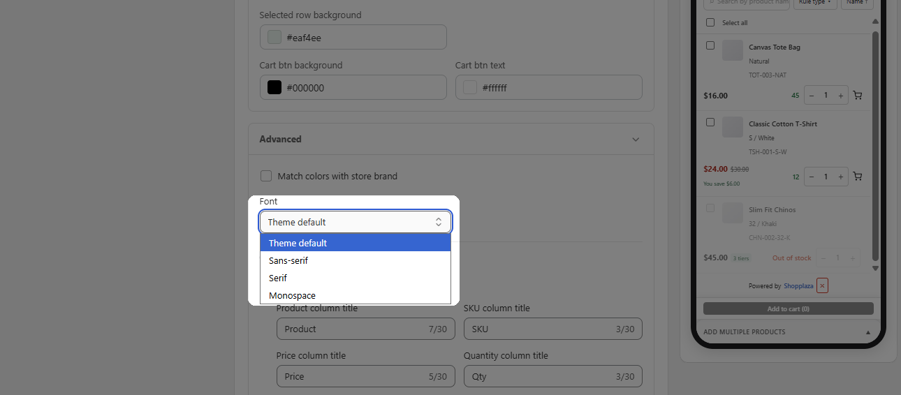 Choose the font