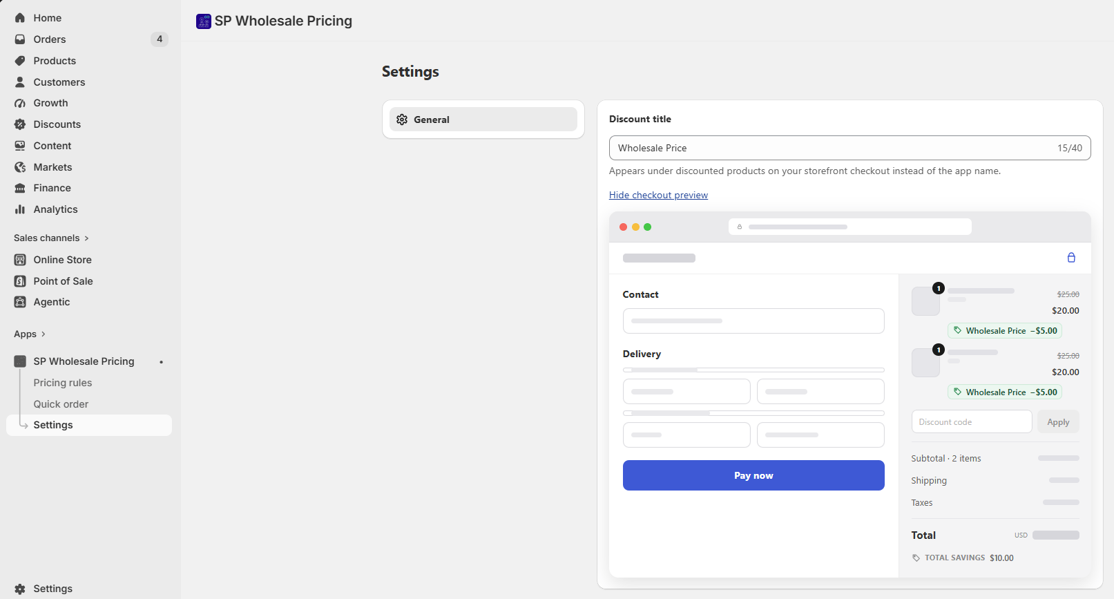 Show checkout preview