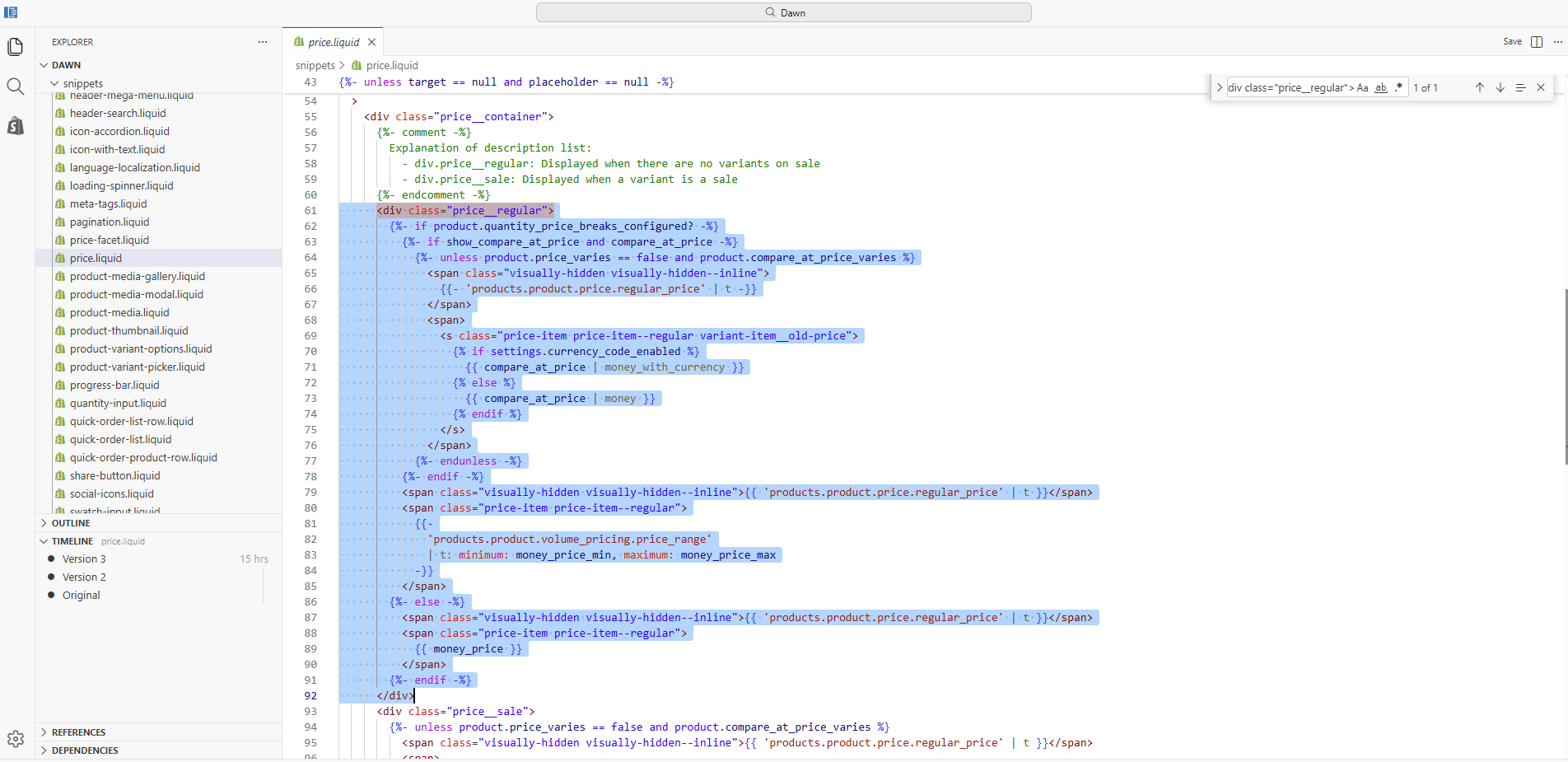 Find the right section to edit code
