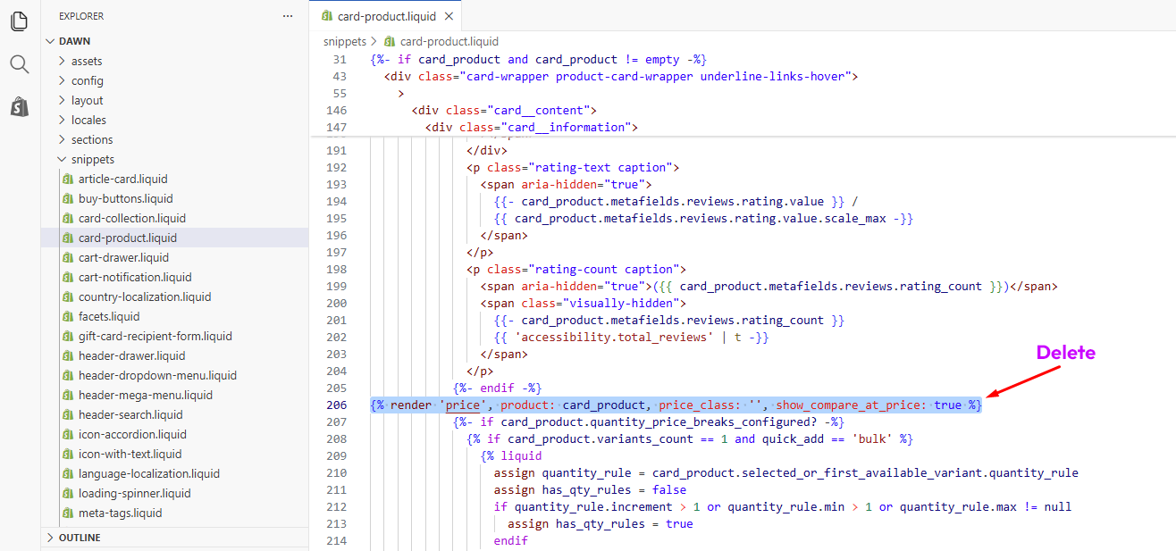 Edit code to hide prices on collection page only