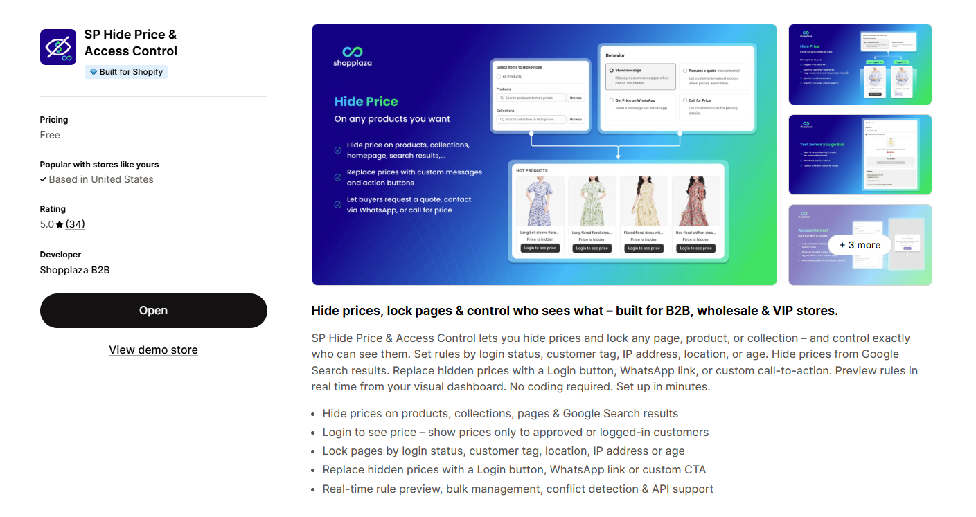SP Hide price & access control