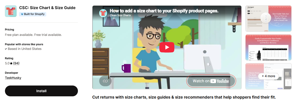 csc size chart