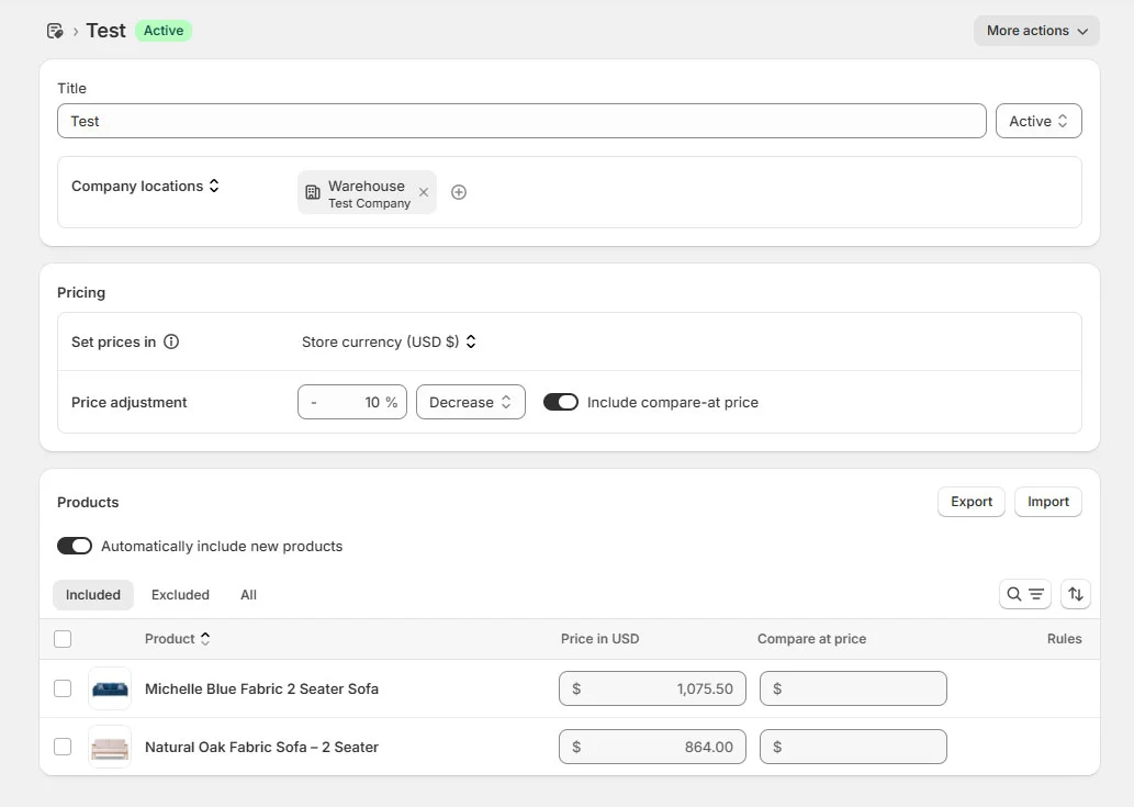 Apply a price adjustment