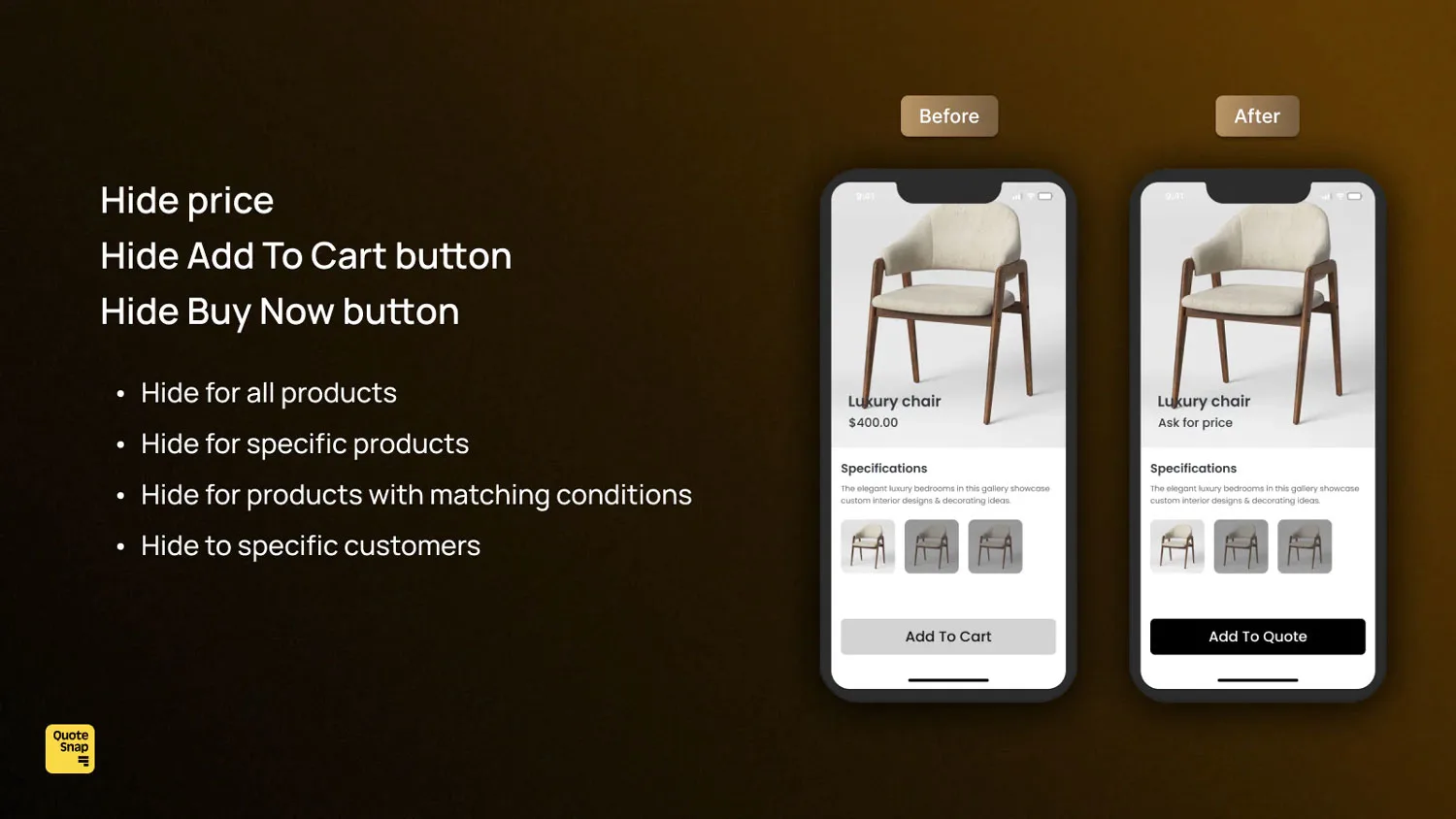 Request a Quote & Hide Price by Quote Snap