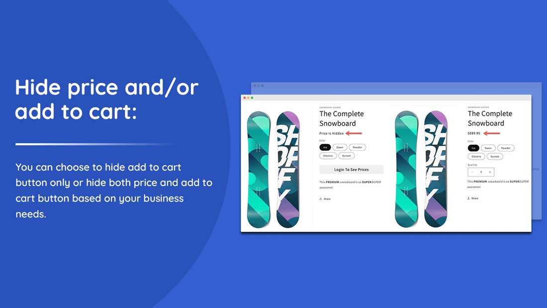 HP Hide Price and Add to Cart