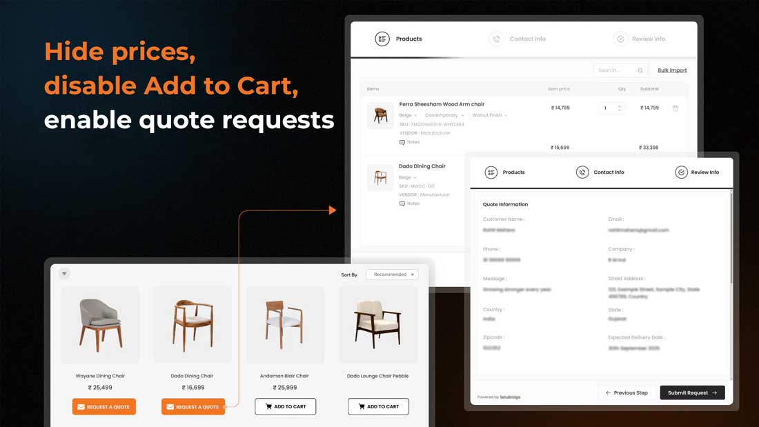 SB Request a Quote, Hide Price
