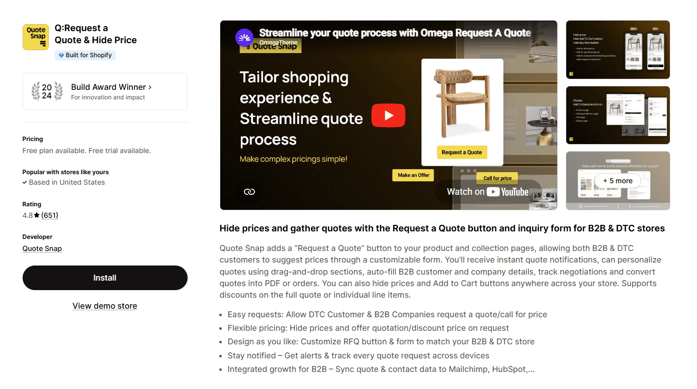 Q:Request a Quote & Hide Price by Quote Snap