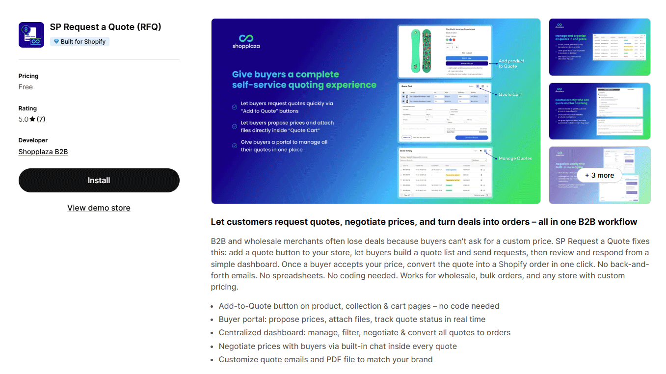 SP Request a Quote by Shopplaza B2B