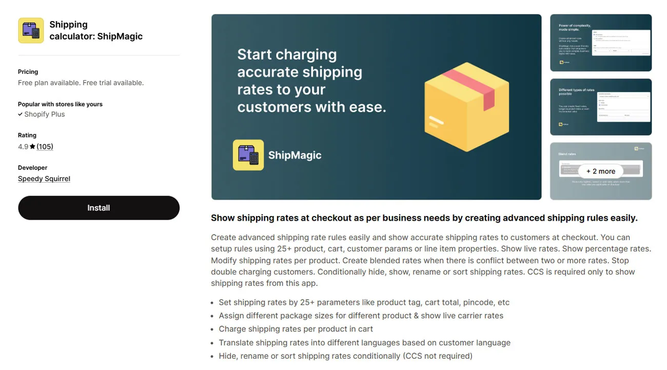 Shipping calculator: ShipMagic