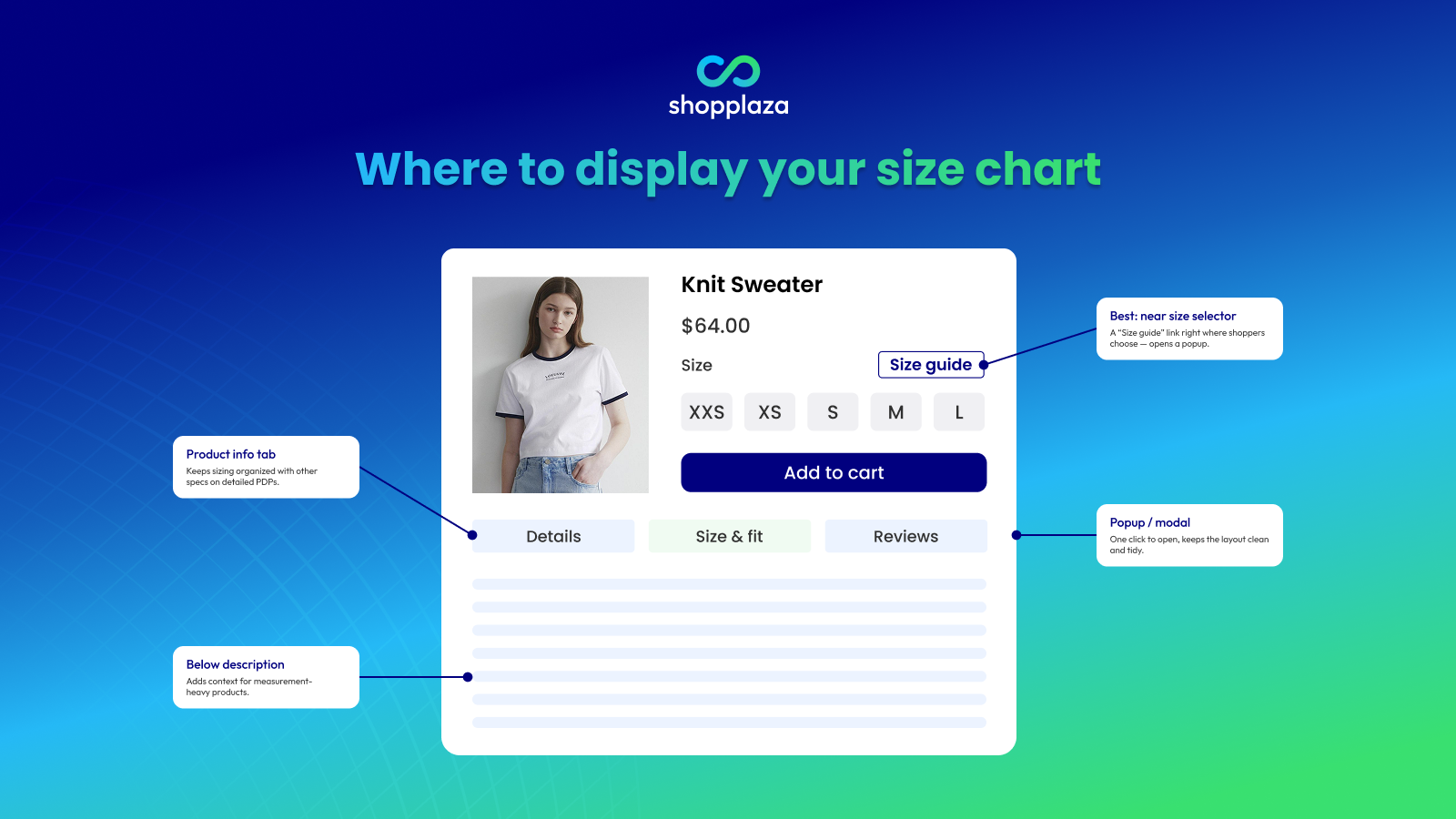 where should you display size charts