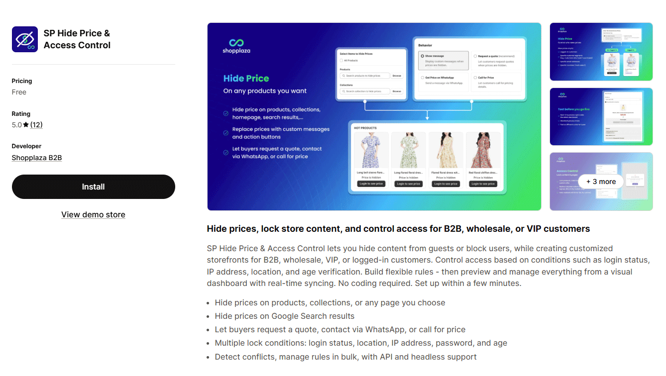SP Hide Price & Access Control