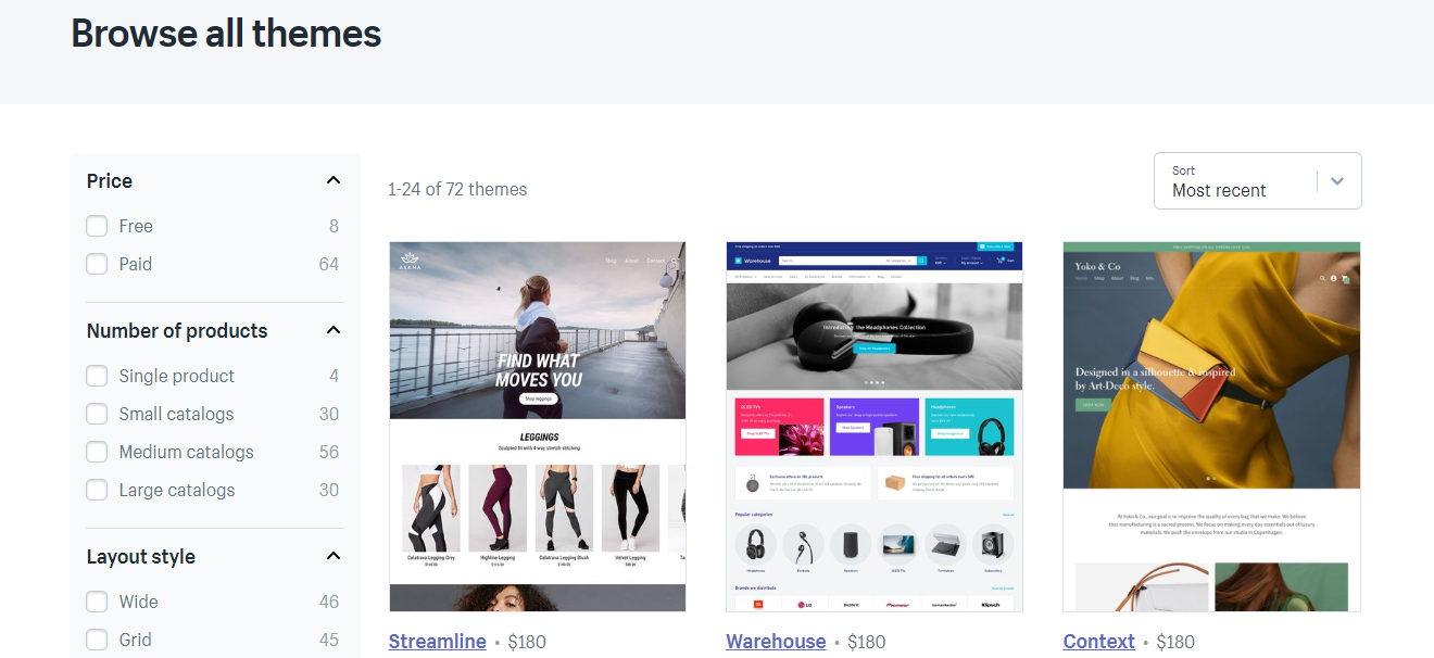 Browse all Shopify themes