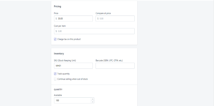 Add product price to Shopify store
