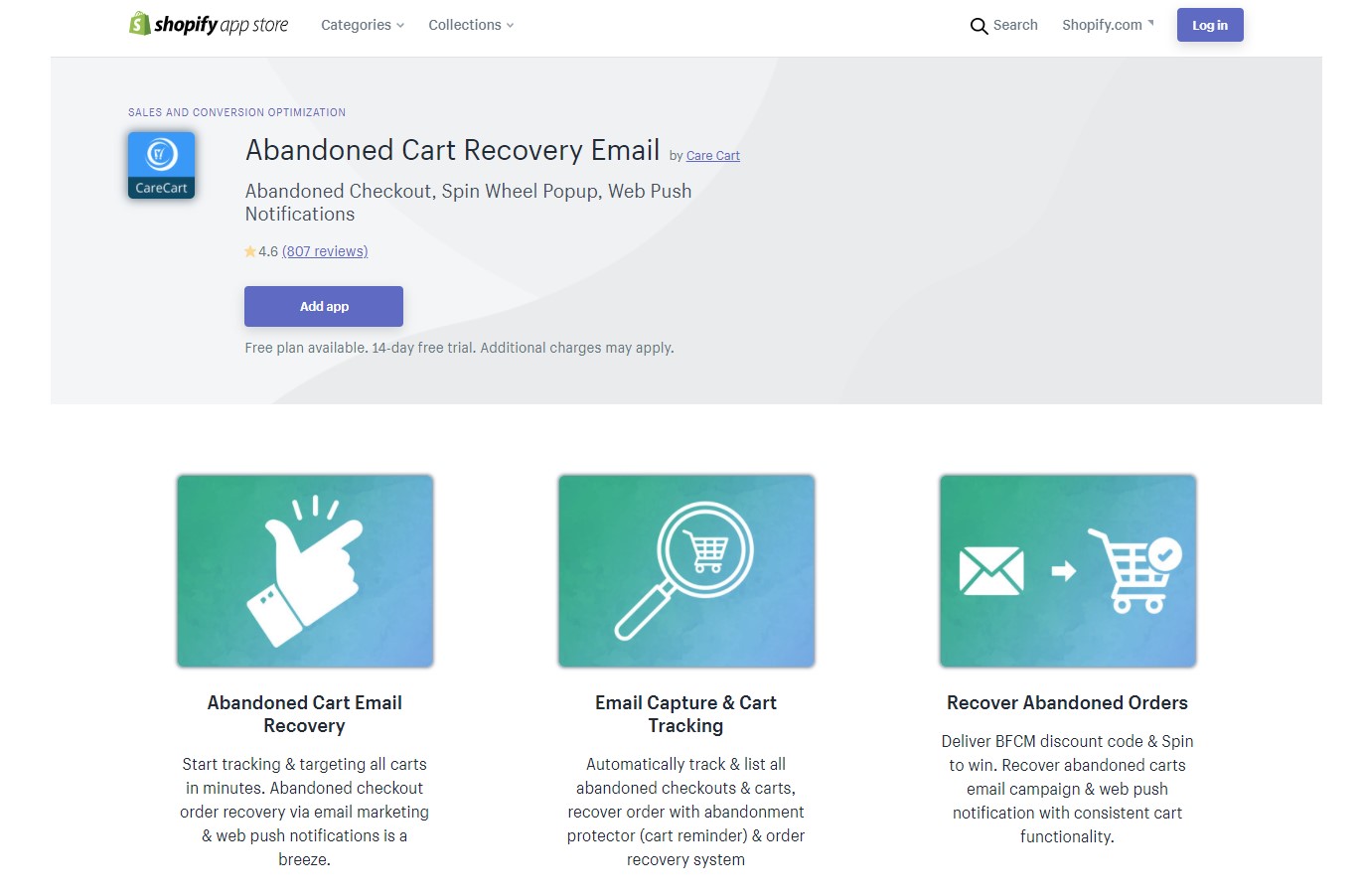 Abandoned Cart Recovery Email by Care Cart